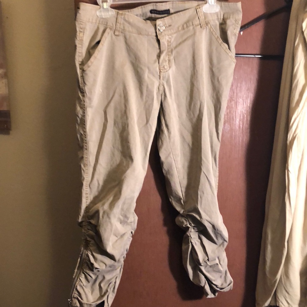 Decoded khaki ruched legs with zippers SZ 11